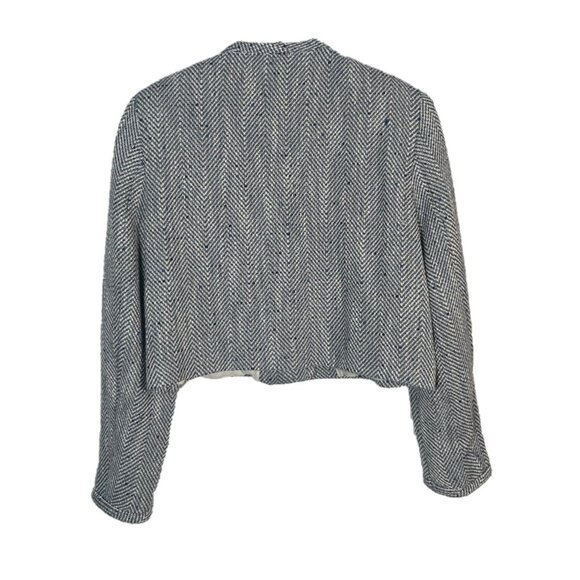 Zara Gold Button Herringbone Cropped Lady Jacket Blazer Size Medium - Picture 2 of 5